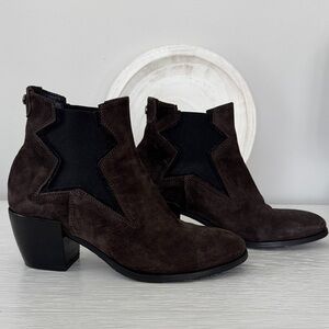 Russell & Bromley Brown Ankle Boots with Black Star Accent